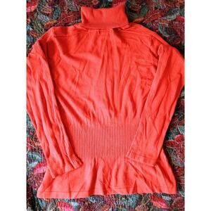 Lole burnt orange turtle neck sweater ribbed detailing viscose blend large cozy